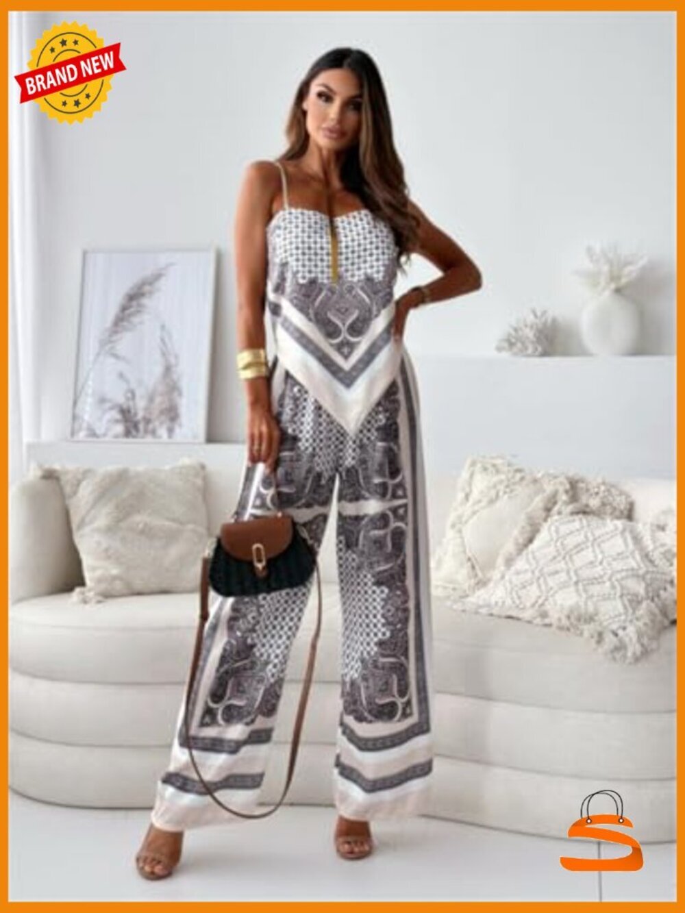 Paisley Print 2 Piece Outfits Sleeveless Cami Top Wide Leg Pants Boho Set - Picture 3 of 6